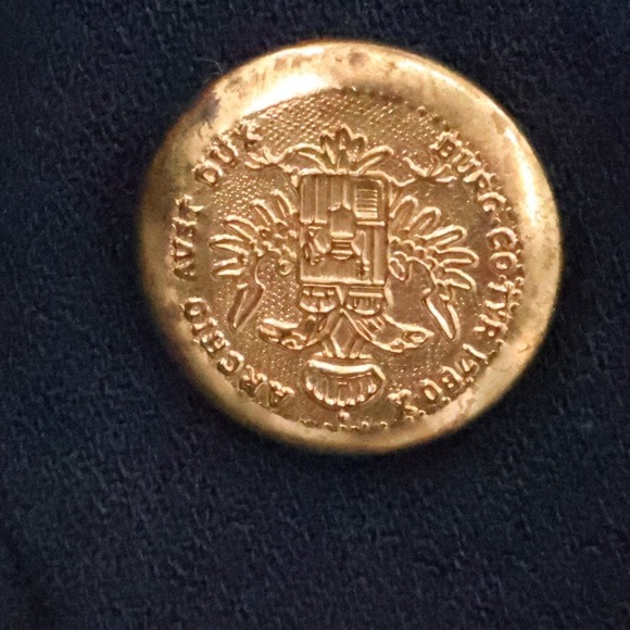 Vintage Military Style Blazer Womens Preppy Navy Wool Blend Gold Button Size 2 - Picture 4 of 10